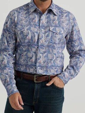 Wrangler 20X Advanced Comfort Long Sleeve Shirt Pearl Snap Men’s Medium